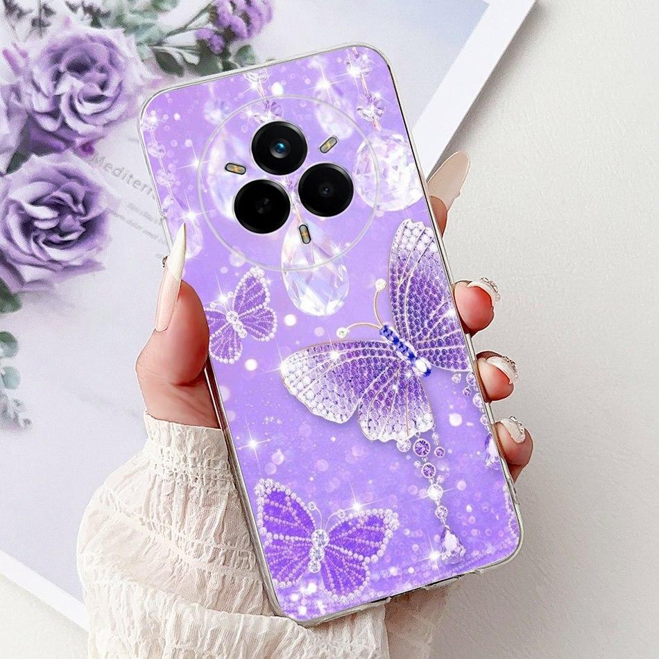 Для Realme 14 Pro 14Pro+ Элегантный чехол для телефона с цветочным принтом и кошкой Для Realme 14 Pro Plus 14Pro 5G Мягкие силиконовые ТПУ чехлы