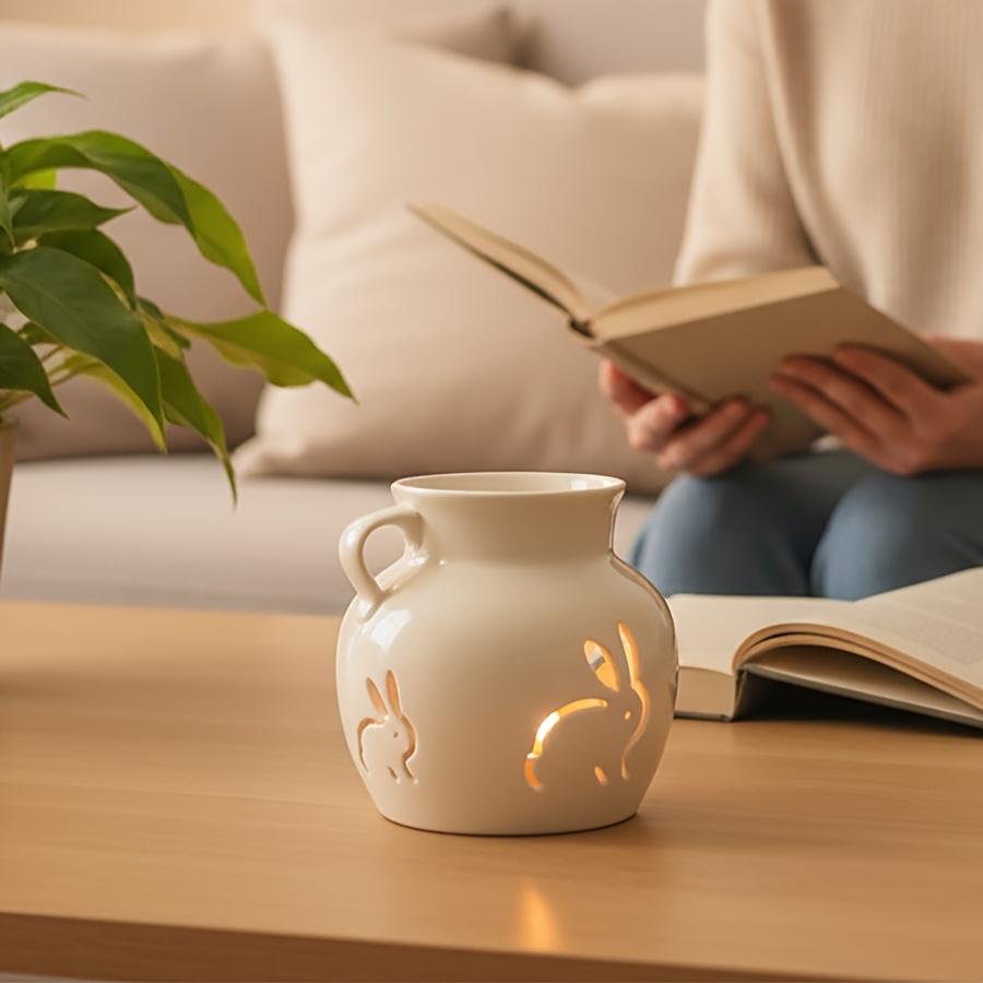 1Pc Rabbit Pattern Aromatherapy Burner, Ceramic Fragrance Burner, Teapot-Shaped Incense Burner Essential Oil Burner Fragrance Diffuser Home