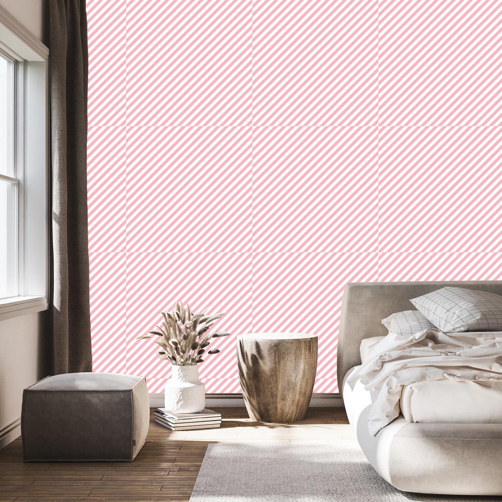 Wallpaper Coral and White Stripes, Fine Detail for Living Room and Bedroom 50x1000