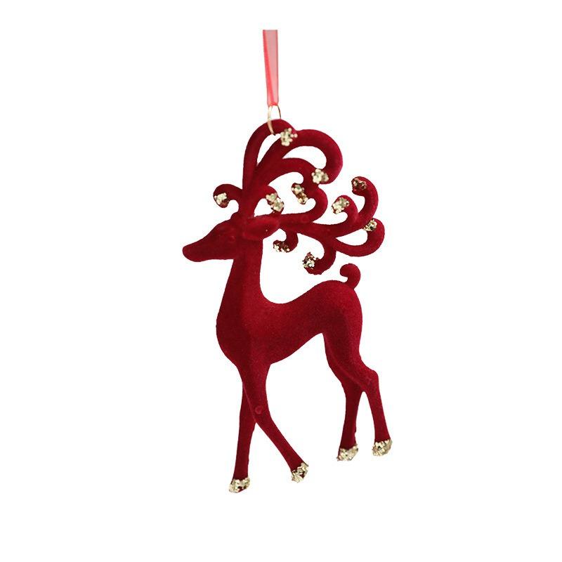 Красный Флок Рождественский Бант Венок Колокольчик Рождественская Елка Снегопад Лось Подвеска Подвесное Украшение Navidad 2026 Noel Домашний Декор для Вечеринки