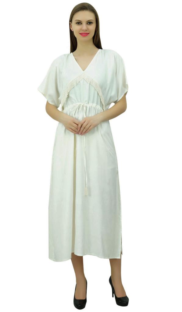 Bimba Платье-кафтан из искусственного шелка с сплошным узором, женское ночное платье-кимоно