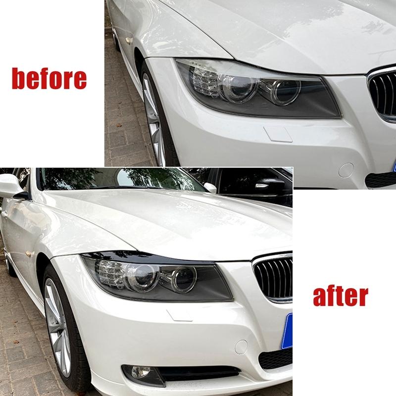 Для BMW 3 серии E90 E91 320I 330I 2005-2012 Передняя крышка фары Декоративная полоска Накладка на брови Наклейка Глянцевый черный