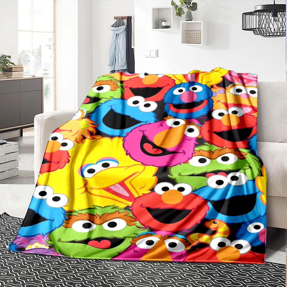 Sesame Street Theme Printed Blanket - Perfect for Couch, Bed, Travel & Outdoor Use | Machine Washable, Cozy & Durable.