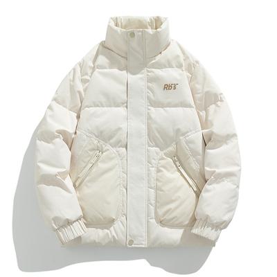 Осенне-зимняя однотонная куртка с воротником-стойкой на хлопковой подкладке для мужчин, утолщенная теплая модная куртка с хлопковой подкладкой