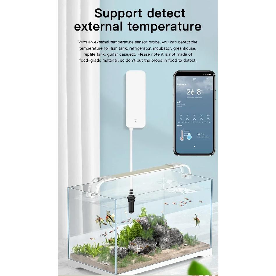 Tuya Zigbee WiFi Датчик температуры и влажности с выносным датчиком-зондом для умного дома, работает с Yandex SmartLife Alexa