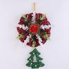 Christmas Wreath Decoration Red Artificial Poinsettias Buffalo Plaid Wreath With Star/Tree Ornament
