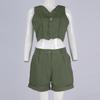 Women's Summer Fashion Casual Button Vest Shorts Suit Women's Clothing