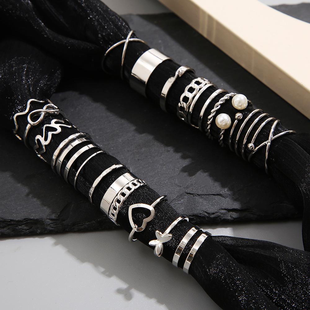 22-Piece Butterfly & Love Multi-Joint Ring Set