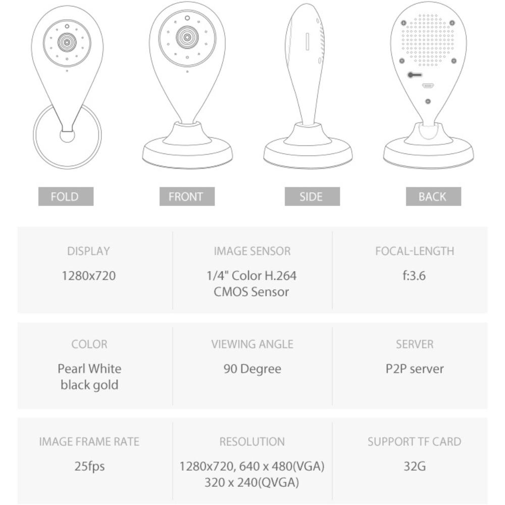 Tuya WiFi Внутренняя IP-камера Беспроводная Умная Мини-камера безопасности с HD-видео, Обнаружением движения и Удаленным просмотром