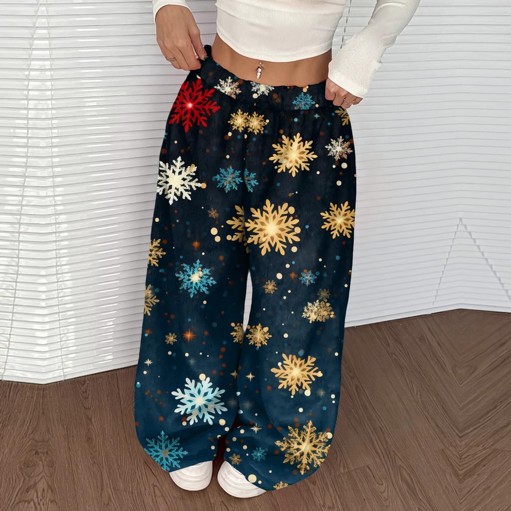 Женские повседневные и модные брюки с эластичной талией, свободные, с широкими штанинами