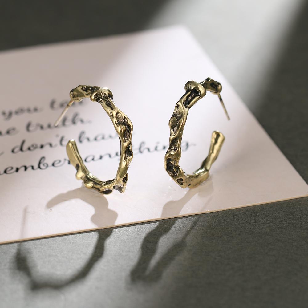 Простые и креативные ретро-круглые C-образные геометрические серьги, женские индивидуальные геометрические серьги для девочек