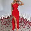 Women's Sexy One Shoulder High Split Cocktail Wedding Party Maxi Dress