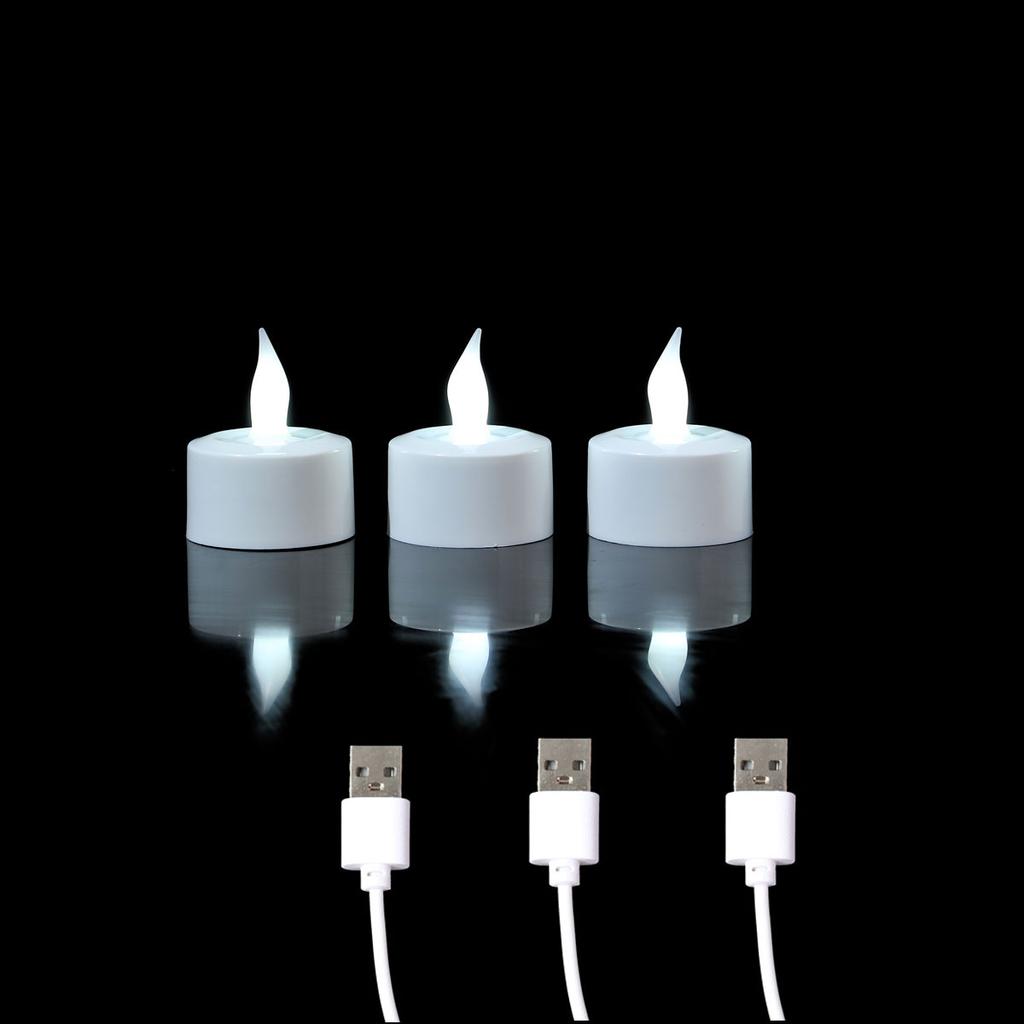 2/3/4/5 Pieces Rechargeable Decorative Tealights With USB Charge,Flameless LED Birthday Candles For Room Decoration