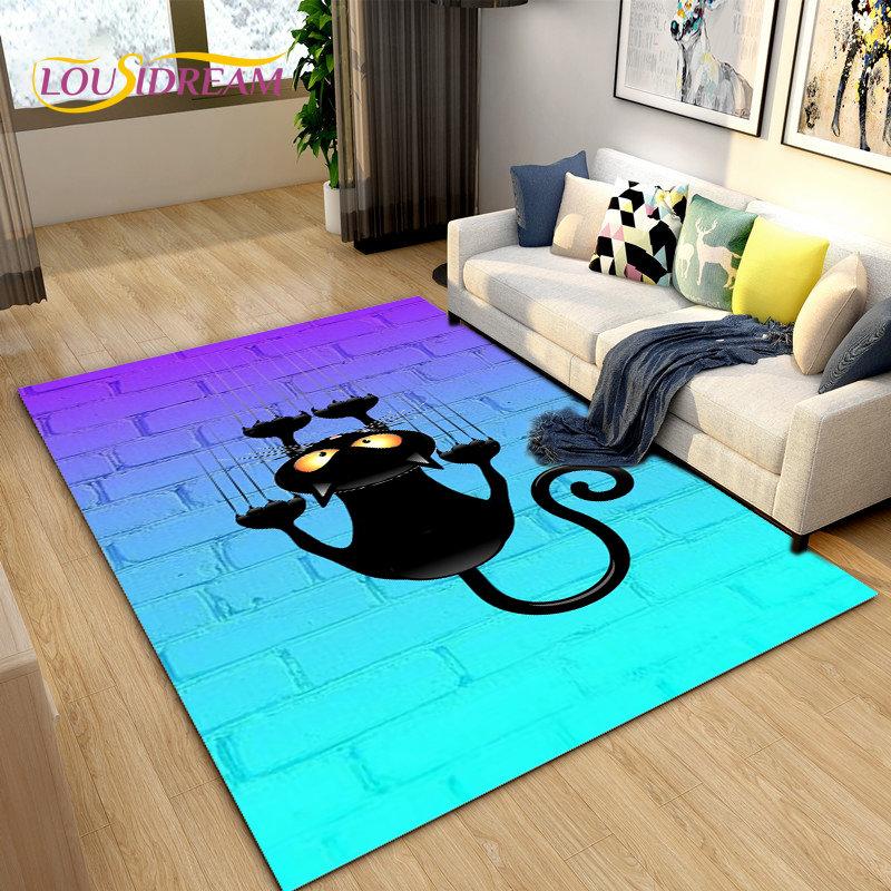 3D мультяшный ковер с милым котом, ковер для дома, гостиной, детской спальни, дивана, коврик для двери, декор, кухонный нескользящий коврик