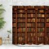 Vintage Library Shower Curtain Old Book Bookshelf Candle Magic Wooden Antique Polyester Fabric Bathroom Decora Curtain Washable