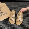 Niche Kinked Cross Slippers Women's Soft Bottom Outer Wear 2025 New Summer Beach Seaside Vacation Cool Slippers