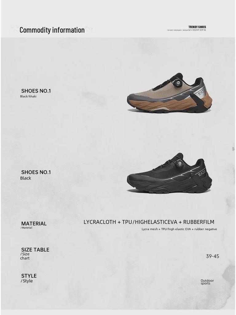 Men's Spring Outdoor Waterproof Hiking Shoes with Rotating Button, Non-Slip & Shock-Absorbing Design