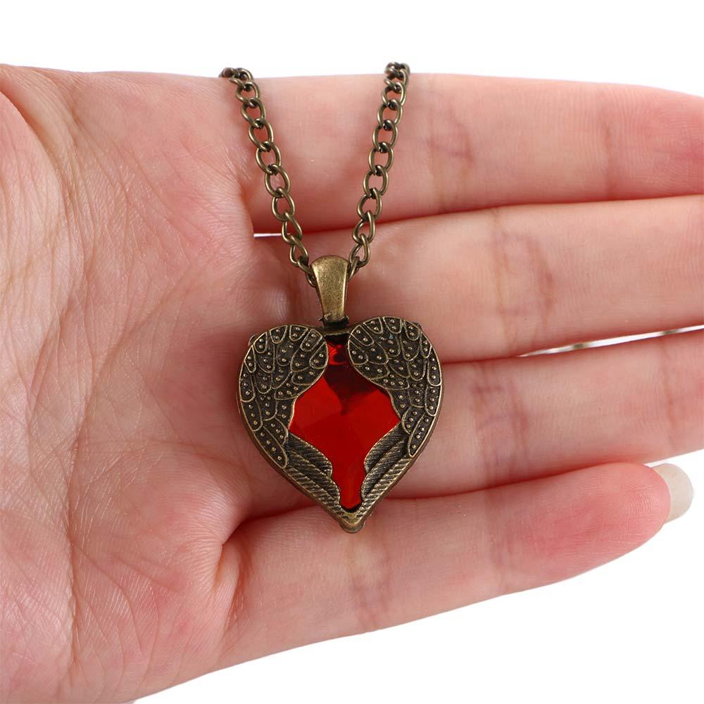 Полый Длинный Ангельское Крыло Любовь Красный Кристалл Девочки Персиковое Сердце Ювелирное Изделие Подвеска Ожерелье