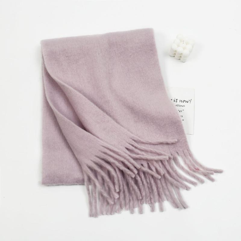Autumn and Winter Solid Color Imitation Cashmere Beard Scarf Women's Versatile Shawl Scarf Light Luxury Style