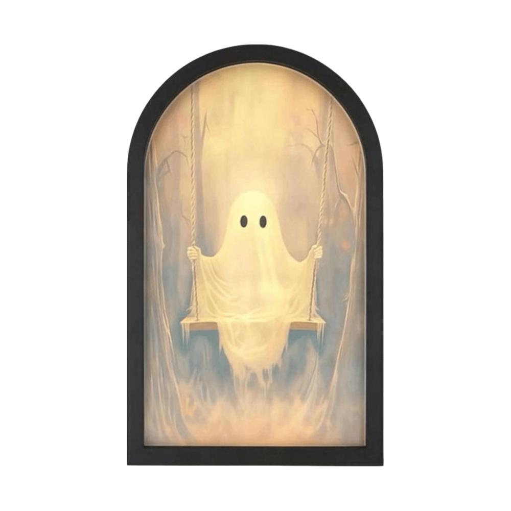 Illuminated Light Up Ghost Mirror Ghost Shaped LED Wall Mirror Gothic Horror