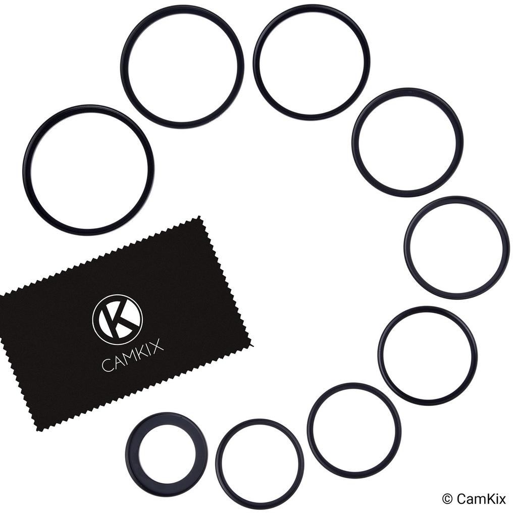 Lens Filter Adapter Rings Adapt Larger Lens Filters to Smaller Diameter Lenses Fits and Lenses Step-Up - 9-Pack - - 37-49, 49-52, 52-55, 55-58, 58-62,