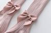Pale Pink Ribbed Tights Children' Tights with Bows 2-4 Years