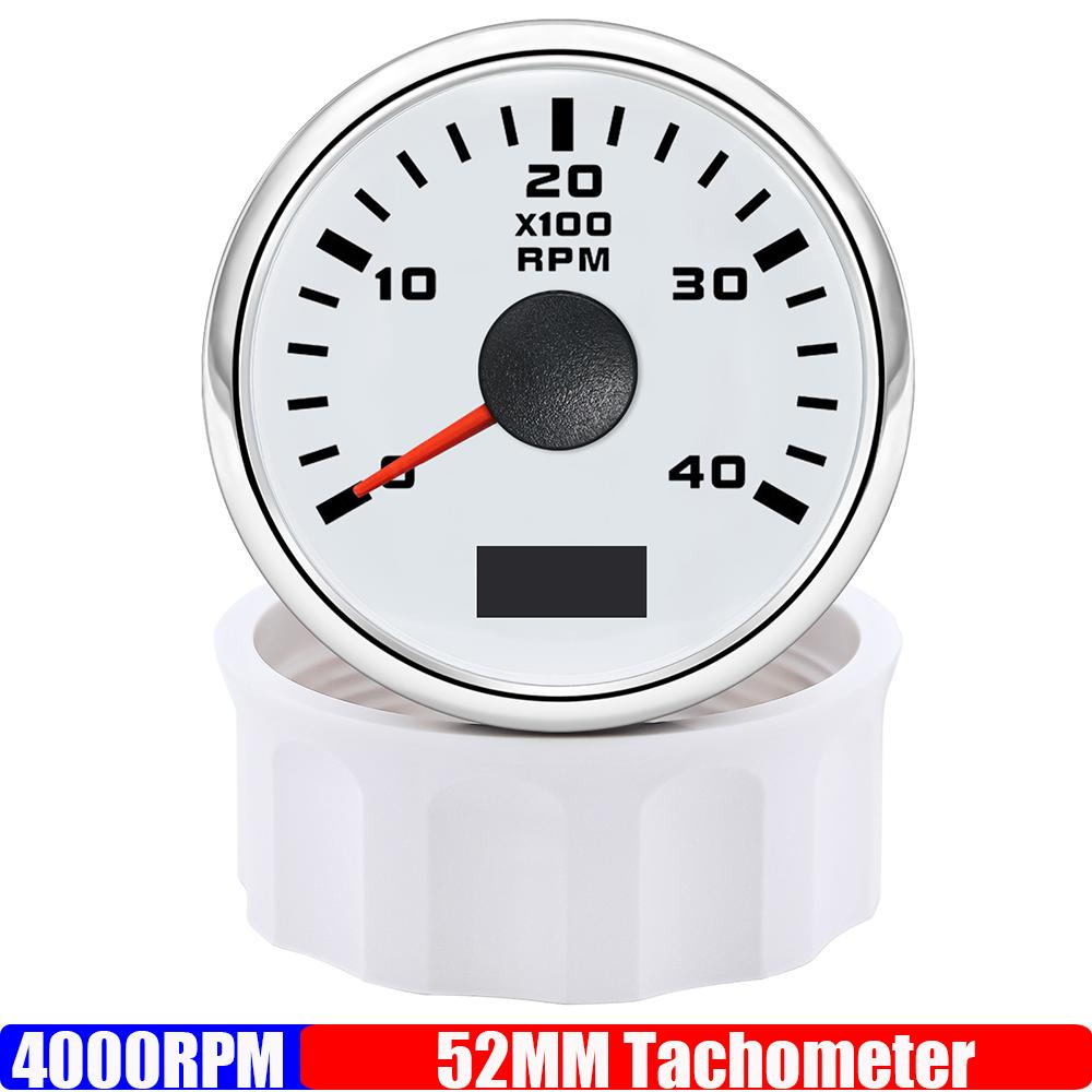 2" 52mm Tachometer 3000RPM 4000RPM,6000RPM,70000RPM,8000RPM Tacho Gauge Red Light RPM Meter for Boat Marine Car 12V24V