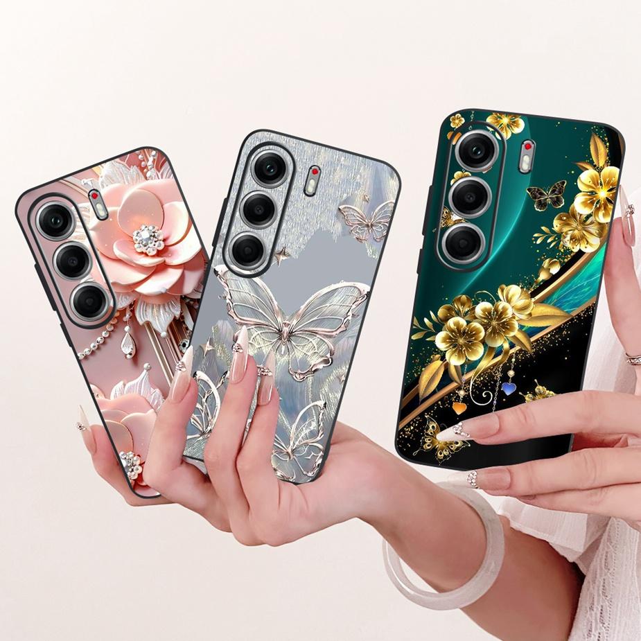 Для Tecno Camon 40 Pro 5G CM7 Чехол Роскошный Чехол с Рисунком Бабочки Мягкий ТПУ Чехол для Телефона Для Tecno Camon 40 Camon40 Pro 4G CM6 Сумки
