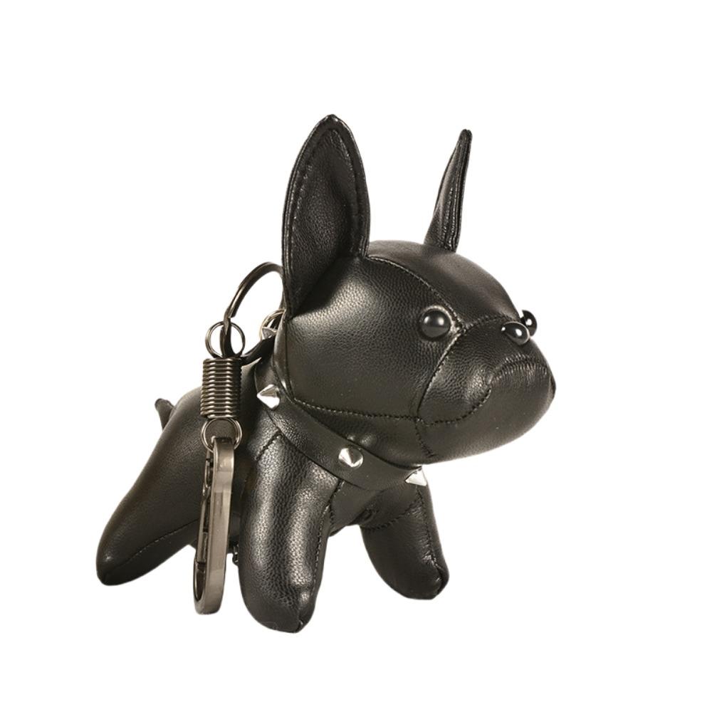 French Bulldog Dog Pendant Cartoon Dog Dolls Kawaii Chubby Leather Keychain Gift