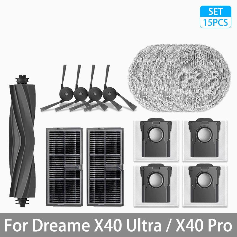 Для Dreame X40 Ultra / X40 Pro Аксессуары Резиновая основная боковая щетка Тряпка для мытья пола Мешок для пыли HEPA-фильтр Робот-пылесос Запасные части