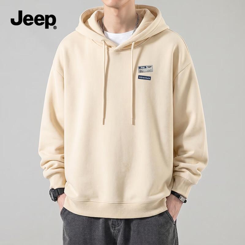 Jeep Мужская толстовка с капюшоном свободного кроя, из плотного материала