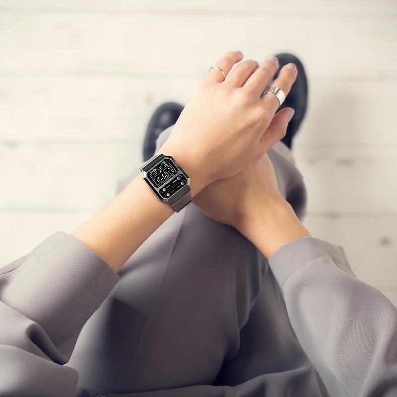 Casio Мужские кварцевые часы G-SHOCK A100WEGG-1A из нержавеющей стали с будильником, водостойкие