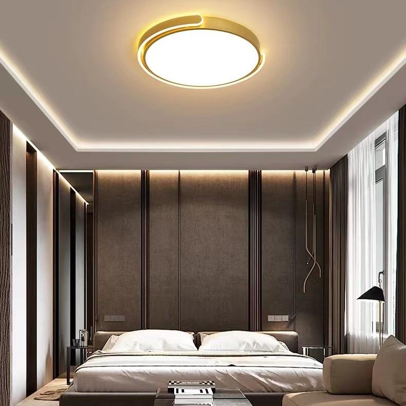 Современный простой круглый белый черный потолочный светильник скандинавского типа с регулируемой яркостью для спальни, гостиной, кабинета, домашнего декора, светодиодные потолочные светильники