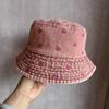 Summer Sun Shade Bucket Hat With Cotton Denim Material And Embroidered Cartoon For Women
