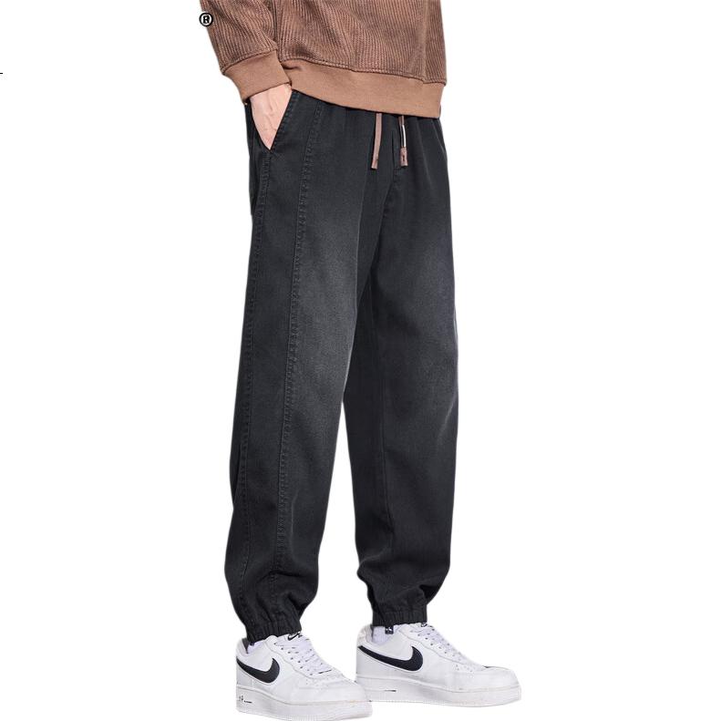 TUCANO Men's Autumn Winter Casual Pants Harem Jogger Trousers High-End Versatile Cargo Pants Black 4XL
