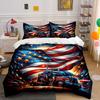 American Flag with Truck Design Bedding Duvet Cover Set Duvet Cover Pillowcases (1 * Duvet Cover 2 * Pillowcases, without duvet insert)