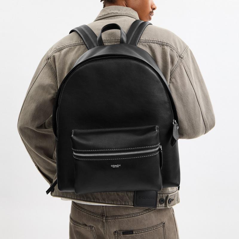 COACH RIDGEWOOD adjustable shoulder strap cowhide backpack large size unisex couple style black