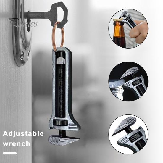 Keychain Bottle Opener Mini Wrench Rustproof Corrosion Resistant Adjustable Compact Size Portable Alloy Multi-tool
