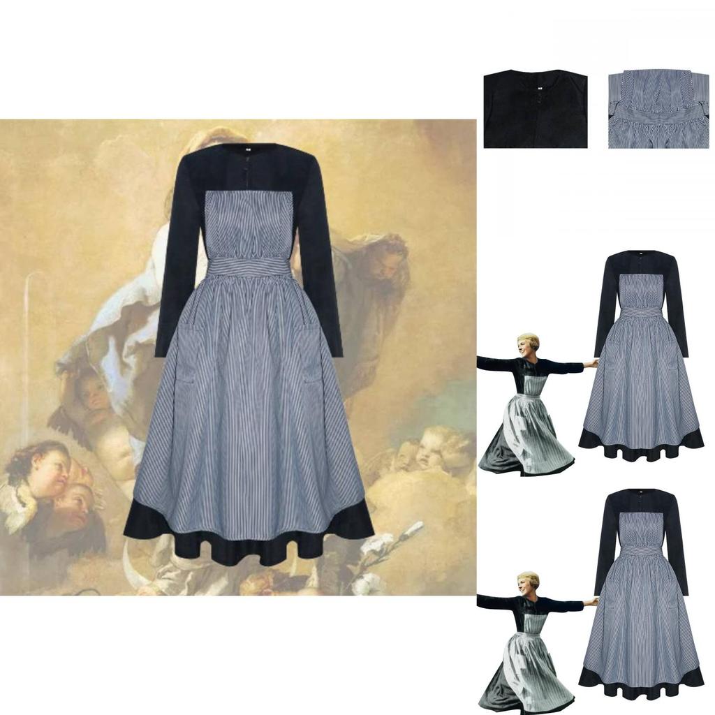 Мария Звуки музыки Косплей Костюм Хэллоуин Наряд для сценического выступления Доспехи Спандекс