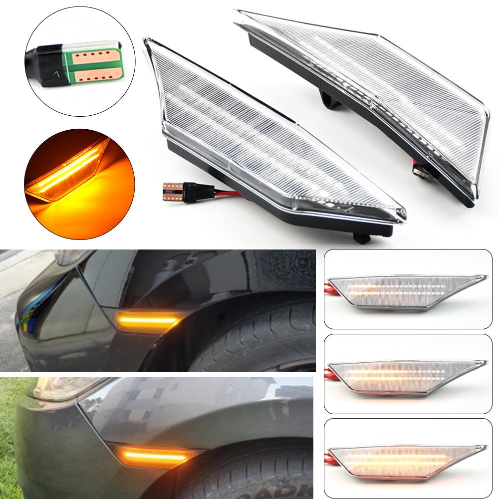 LED Dynamic Turn Signal Side Marker Light Blinker Indicator For Honda Civic 10th Gen Sedan Coupe Hatchback 2016 2017