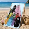 Custom Name Colorful Cartoon Barba-papa Heart In Space Adventure Microfiber Beach Towel, Lightweight for Summer Travel, Swimming Pool Fan Gift