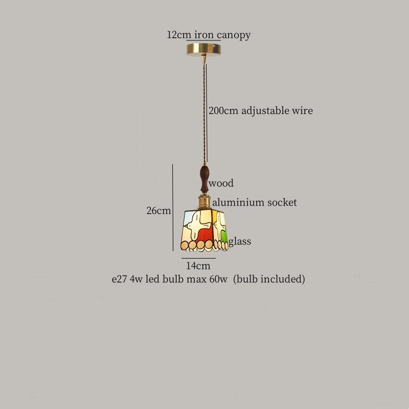 IWHD Японский Винтажный Светодиодный Подвесной Светильник Светильники Гостиная Спальня Кафе Лофт Декор Кухня Медь Цветное Стекло Подвесные Лампы