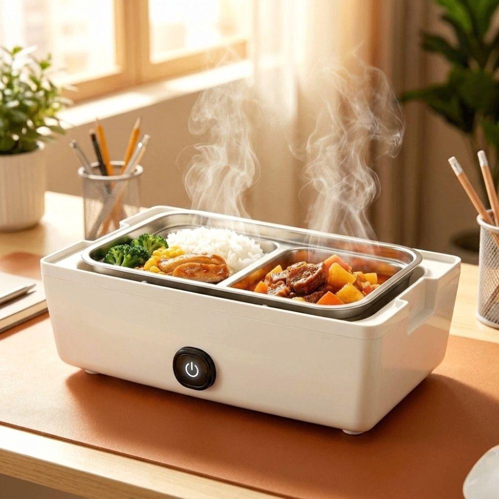Stainless Steel Portable Rice Cooker Self-Heating Electric Heating Box Food Warmer Outdoor Travel