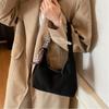 Fashion Faux Suede Underarm Bag Solid Color with Silk Scarf Decoration Shoulder Bag with Zipper Daily Use Tote Bag Women