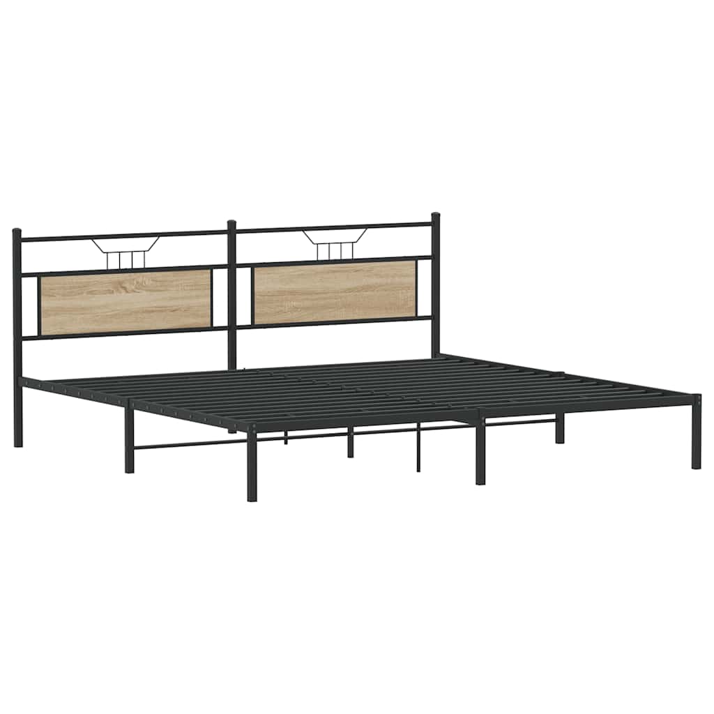 Bed Frame without Mattress Sonoma Oak Finish 193 x 201 cm Wood Based Panel Material