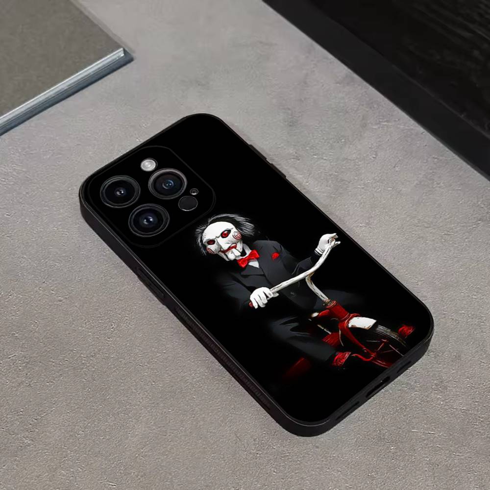 Horror Movie Saw Phone Case For iPhone 16,15,14,13,12,11 Plus,Pro Max,XS,X,XR,SE,Mini,8,7,Soft Silicone Black Cover