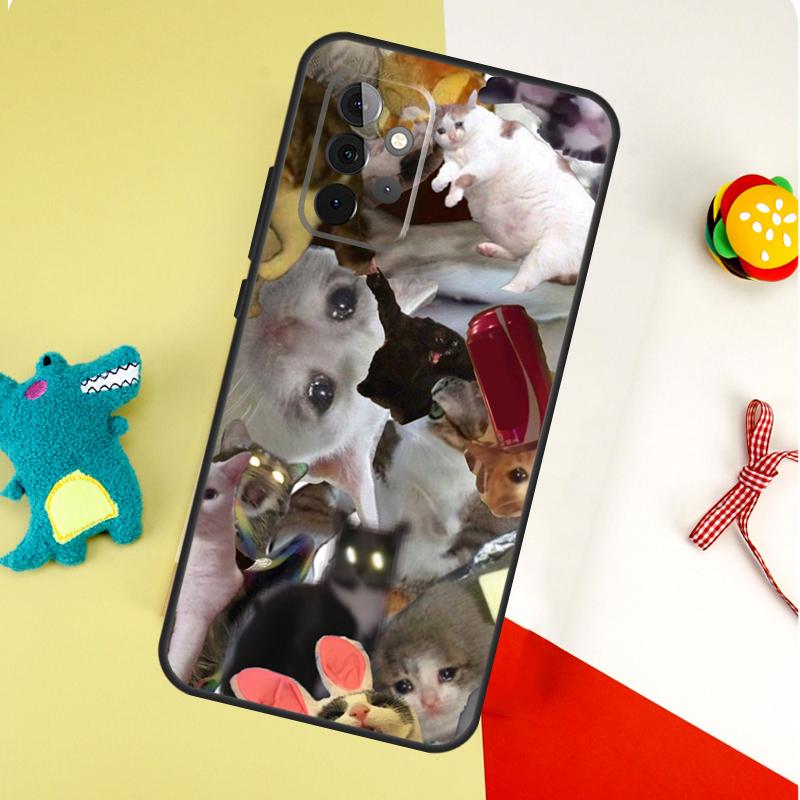Мемы с плачущим котом и собакой для Samsung Galaxy A05 A06 A16 A54 A34 A14 A55 A35 A15 A53 A33 A13 A22 A32 A52 Чехол для телефона