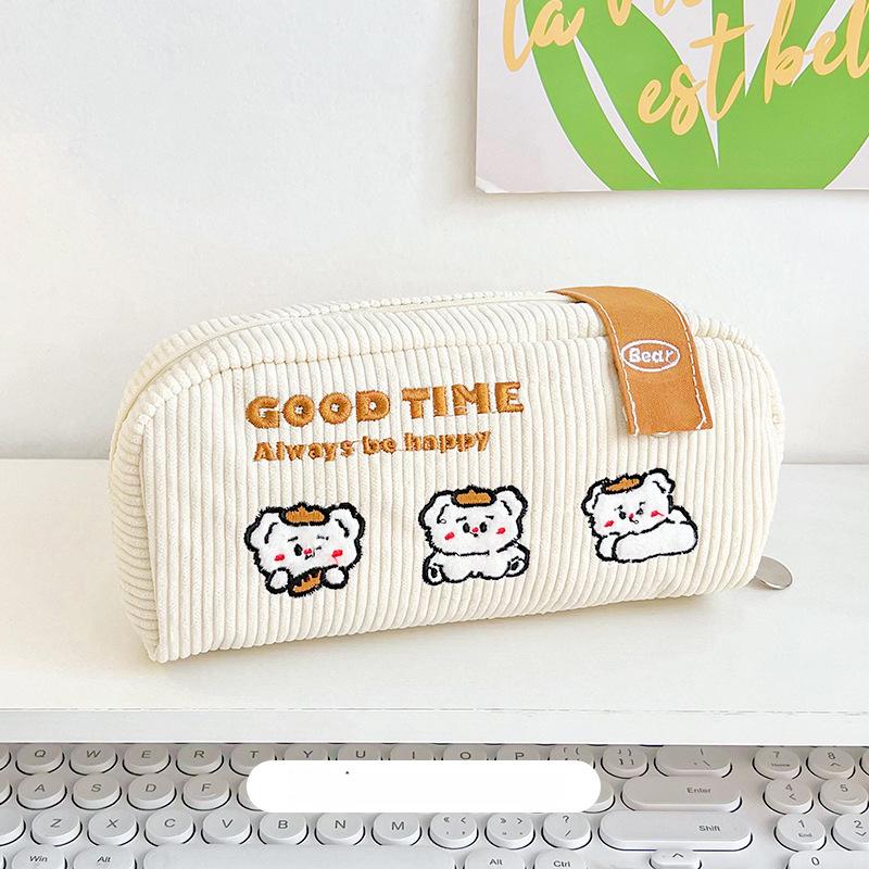 Милая сумка для ручек с вышивкой, студенческая большая вместительная портативная сумка для канцелярских принадлежностей, сумка для хранения канцелярских принадлежностей с героями мультфильмов, пенал для карандашей