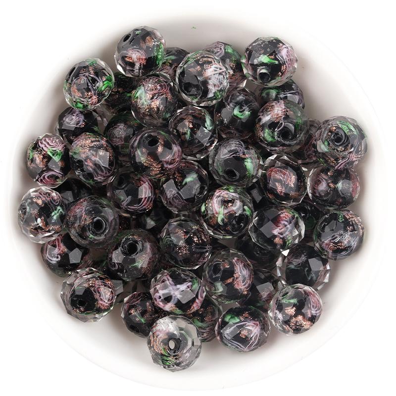 10pcs/lot 8 10 12mm Colored Faceted Lampwork Beads Flower Pattern Loose Spacer Abacus Glass Bead For DIY Charms Bracelet Earring