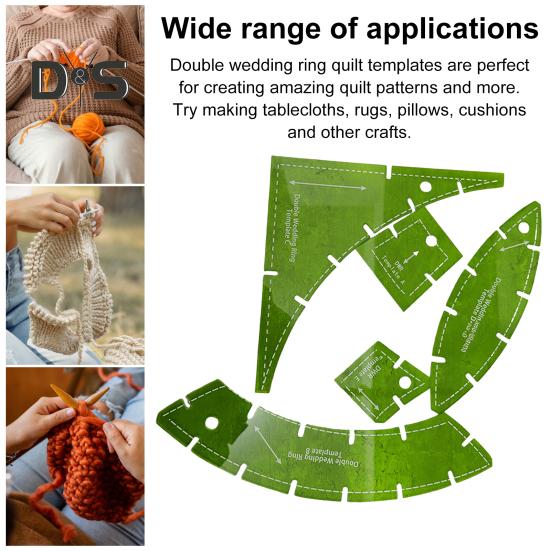Набор многоразовых шаблонов для квилтинга, шаблоны для стеганых одеял с двойным обручальным кольцом, многофункциональная линейка для квилтинга, швейная линейка для любителей рукоделия и шитья